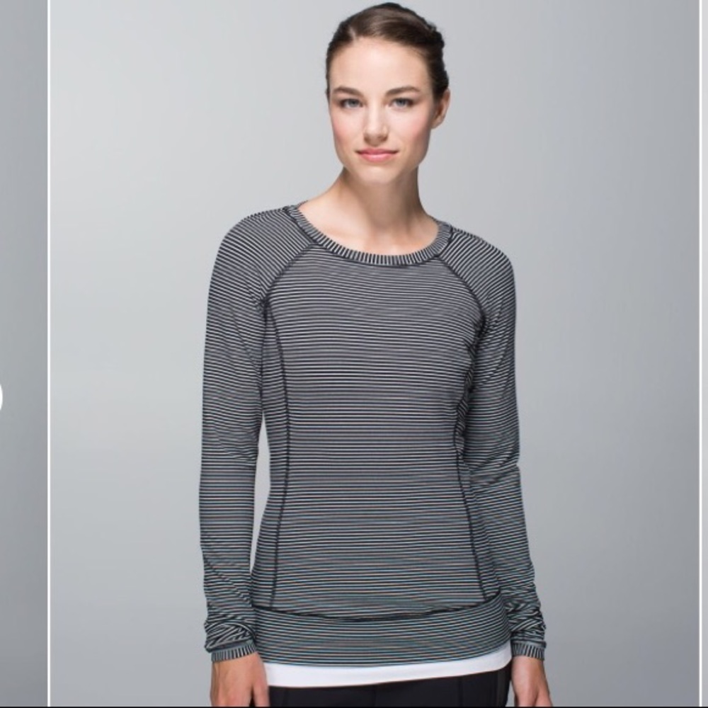 Lululemon Run Your Pace Long Sleeve B&W Stripe